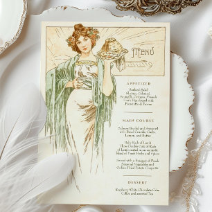 Invitation Menu Dîner Mariage Art Nouveau par Mucha