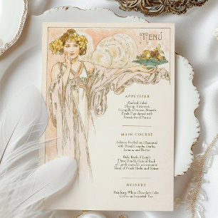 Invitation Menu Dîner Mariage Art Nouveau par Mucha