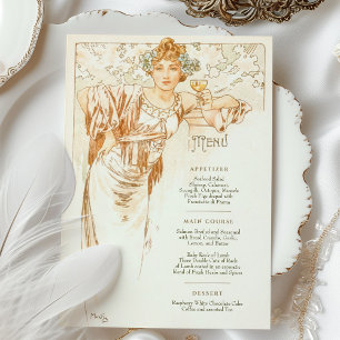 Invitation Menu Dîner Mariage Art Nouveau par Mucha