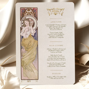 Invitation Menu Dîner Mariage Art Nouveau par Mucha