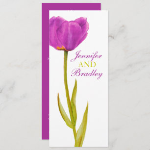 Invitation Menu dîner réception mariage tulipe violet