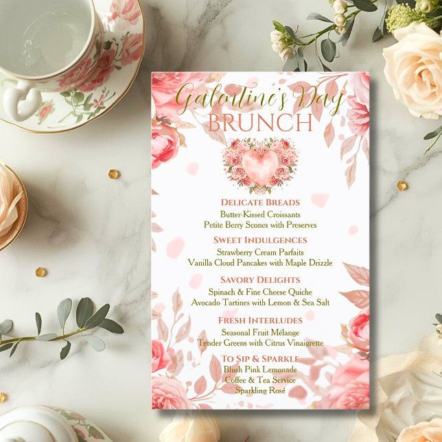 Invitation Menu du brunch de la Saint-Valentine entre copines (Créateur téléchargé)
