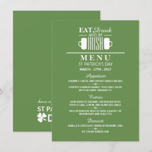 Invitation Menu du jour de la St Patrick irlandais shamrock e