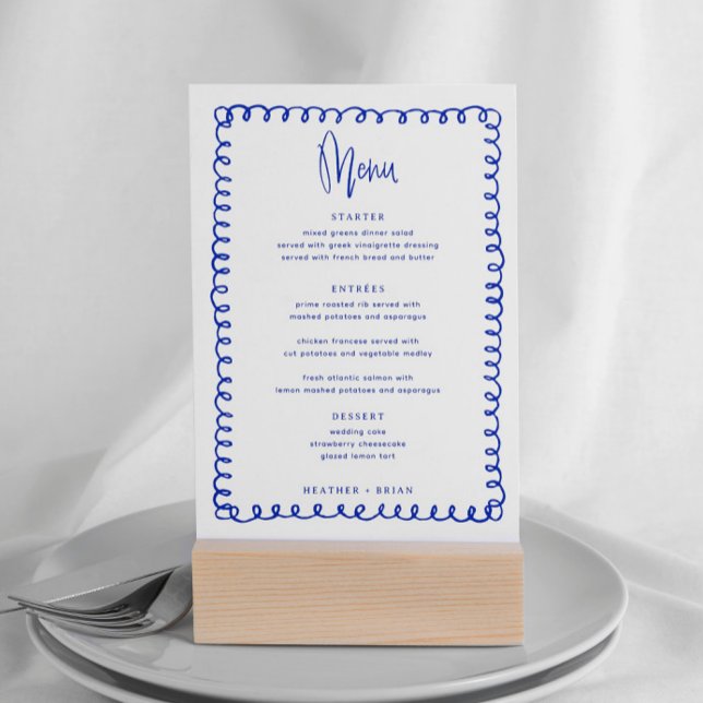 Invitation Menu du Mariage numérique français Blue Wave (Créateur téléchargé)