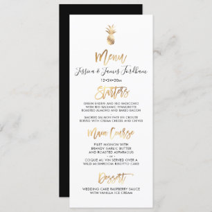 Invitation Menu Élégant+Chic Faux Gold Ananas