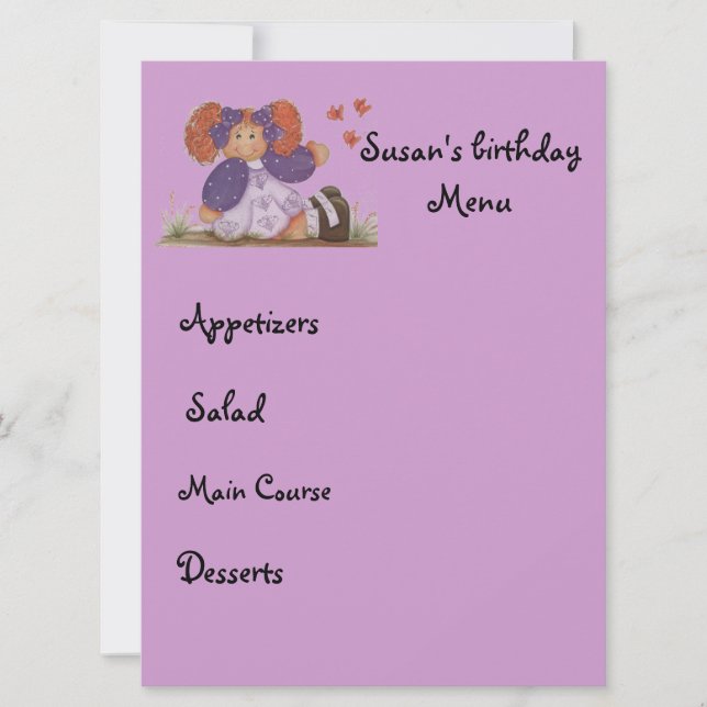 Invitation menu enfant (Devant)