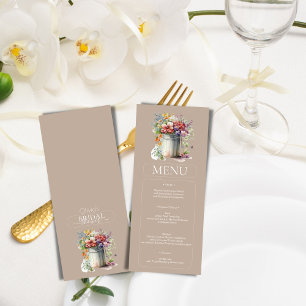 Invitation Menu Fête des mariées Vase Fleurs de Printemps Rom