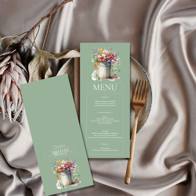Invitation Menu Fête des mariées Vase Fleurs de Printemps Rom (Créateur téléchargé)