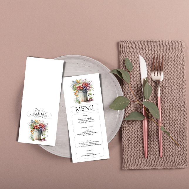 Invitation Menu Fête des mariées Vase Fleurs de Printemps Rom (Créateur téléchargé)