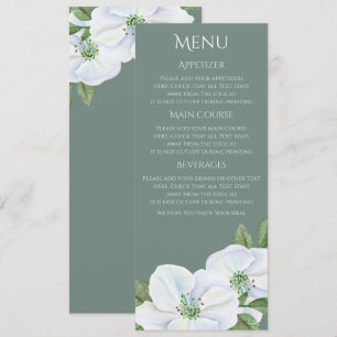 Invitation Menu Fleur de Pommier Blanc Mariage