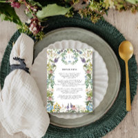 Menu fleur sauvage Floral Meadow Spring Wedding Me