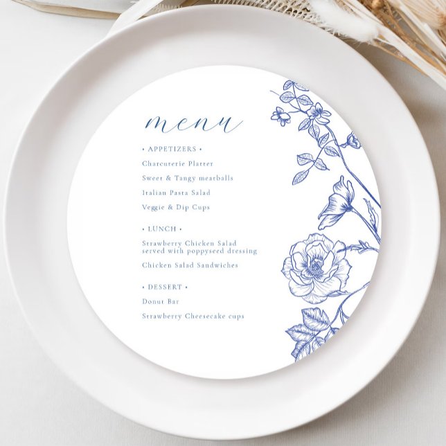 Invitation Menu Floral Bleu (Créateur téléchargé)