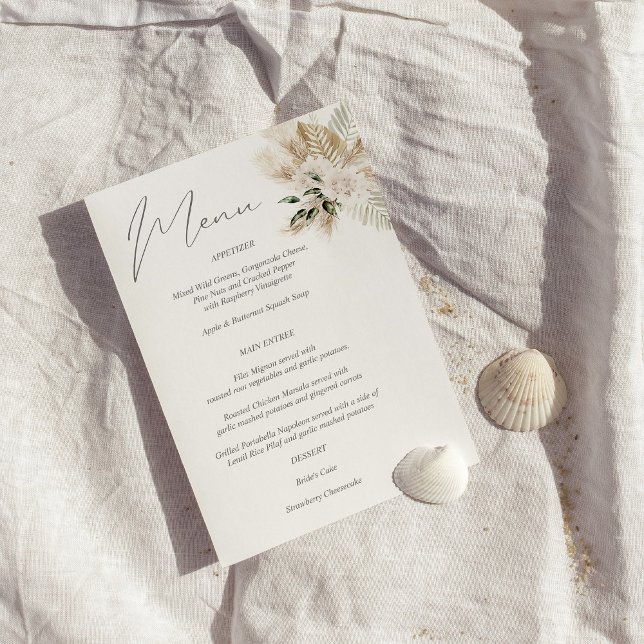 Invitation Menu Floral Boho Palm Leaf (Créateur téléchargé)