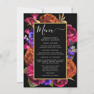 Invitation Menu Floral Orange Rouge Bourgogne