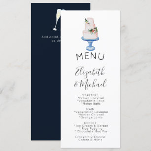 Invitation MENU Gâteau Mariage illustré double face
