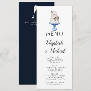 Invitation MENU Gâteau Mariage illustré double face