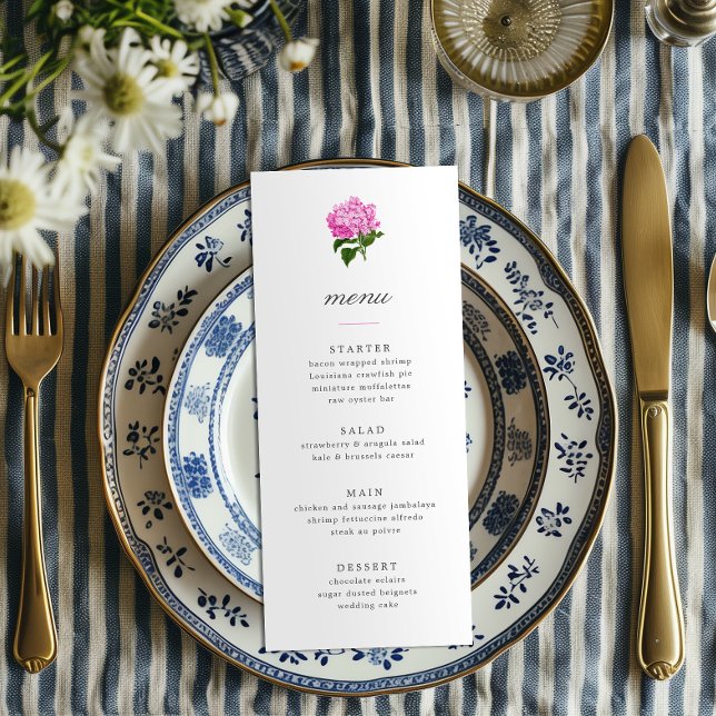 Invitation Menu Grandmillénaire Rose Hydrangea (Créateur téléchargé)
