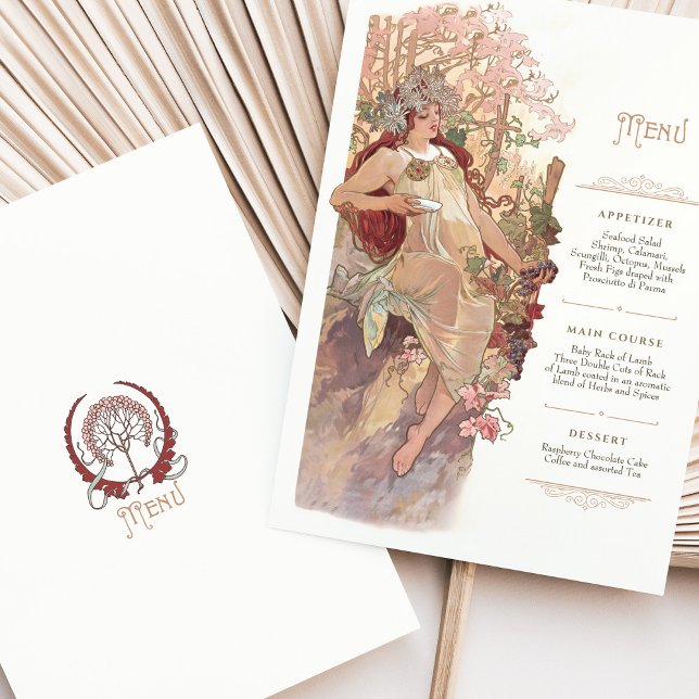 Invitation Menu Mariage Art Nouveau Vintage Lady (Créateur téléchargé)