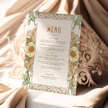 Invitation Menu Mariage Art Nouveau Vintage par Mucha Invitat<br><div class="desc">Carte menu de style Art Nouveau pour votre mariage sur le thème vintage d'Alphonse Mucha dans un design floral, romantique et fantaisiste. Les fleurs victoriennes complètent les polices art déco classiques. Entrez vos informations personnalisées, et vous avez terminé. Si vous souhaitez modifier la conception, cliquez sur le bouton bleu "Customiser"....</div>