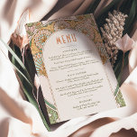 Invitation Menu Mariage Art Nouveau Vintage par Mucha Invitat<br><div class="desc">Carte menu de style Art Nouveau pour votre mariage sur le thème vintage d'Alphonse Mucha dans un design floral, romantique et fantaisiste. Les fleurs victoriennes complètent les polices art déco classiques. Entrez vos informations personnalisées, et vous avez terminé. Si vous souhaitez modifier la conception, cliquez sur le bouton bleu "Customiser"....</div>