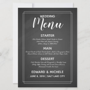 Invitation Menu mariage Chalkboard style calligraphie moderne