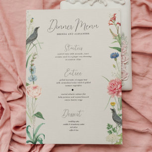 Invitation Menu Mariage de cadre Fleur sauvage Secret Garden