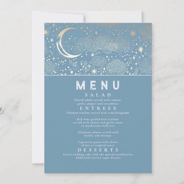 Invitation Menu Mariage de la Lune de nuit étoilée céleste (Devant)