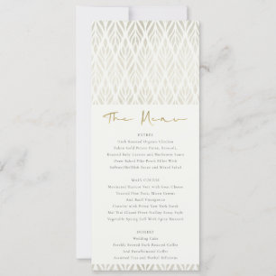 INVITATION MENU MARIAGE ÉLÉGANT ART DÉCO MODERNE EN ARGENT BL