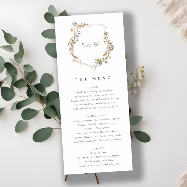 Invitation Menu Mariage Fleur sauvage Crest rose pâle de Dusk (Créateur téléchargé)