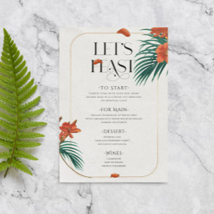 Invitation Menu Mariage Fleurs tropicales sophistiquées
