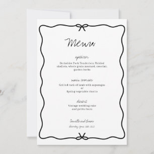 Invitation Menu Mariage main-tiré moderne