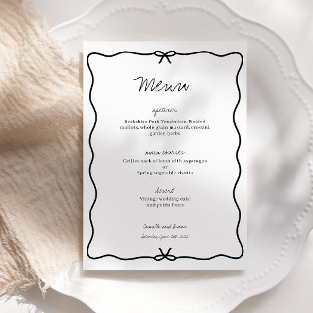Invitation Menu Mariage main-tiré moderne (Créateur téléchargé)