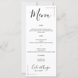 Invitation Menu Mariage minimaliste avec bordure croisée