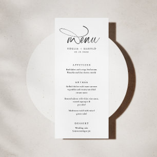 Invitation Menu Mariage minimaliste de calligraphie noir blan