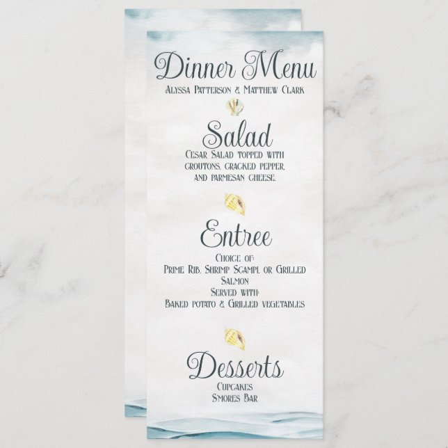 Invitation Menu Mariage Nautique (Devant / Derrière)