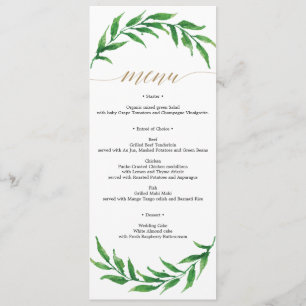 Invitation Menu Mariage ou menu Fête des mariées vert