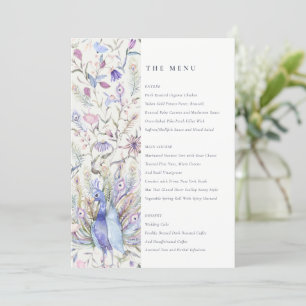 Invitation Menu Mariage Peacock Soft Classé Ornate Aquarelle