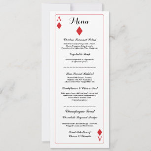 Invitation Menu Mariage Réception Diamant Playing Cards Ace