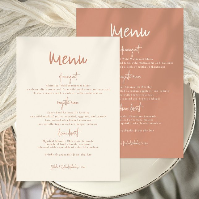 Invitation Menu Mariage réversible rustique à double tonalité (View of both sides. Reversible perfect to mx and match to show either side. Printable or Printed)