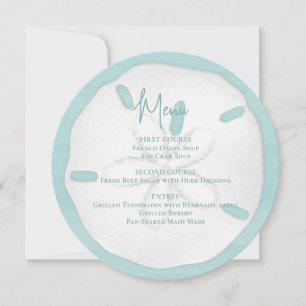 Invitation Menu mariage Script Beach Elegant Sand Dollar Menu