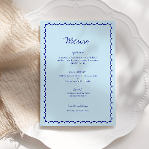 Invitation Menu moderne Blue Mediterranean Shell Mariage