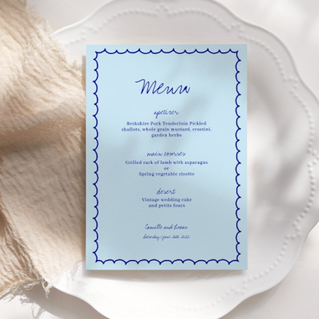 Invitation Menu moderne Blue Mediterranean Shell Mariage (Créateur téléchargé)
