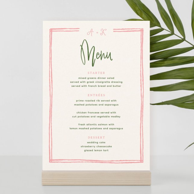 Invitation Menu numérique couleur rose et vert plat (Créateur téléchargé)