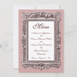 Invitation Menu officiel baroque du dîner du 25e anniversaire