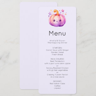 Invitation Menu Pastel Citrouille avec Étoiles Ambiance Migno