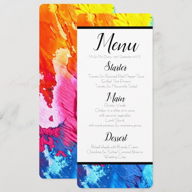 Invitation Menu Peinture Rainbow (Devant / Derrière)