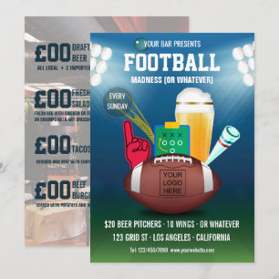 Invitation Menu promo événement football bar ajouter photo et