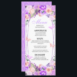Invitation Menu Quinceanera Floral Rose & Purple<br><div class="desc">Menu Quinceanera Floral Rose & Purple</div>