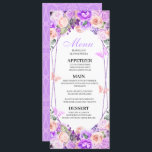 Invitation Menu Quinceanera Floral Rose & Purple<br><div class="desc">Menu Quinceanera Floral Rose & Purple</div>