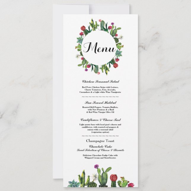 Invitation Menu Réception de Mariage Cactus Fiesta Menus Mexi (Devant)